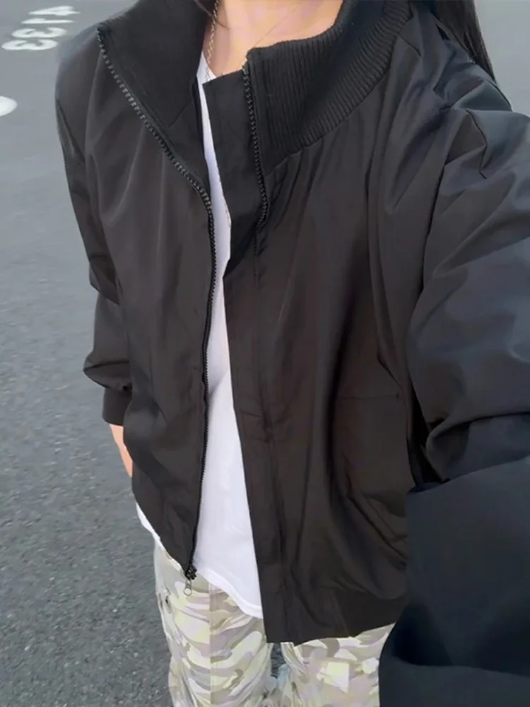 

Bla American Tee-Proof Jaet Men's ort Sle Stand Collar Baseball orm Polyester Nylon Cosite Fiber Casual Jaet