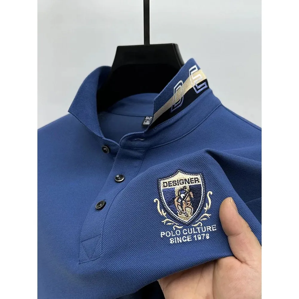 

Light Luxury High-End Exquisite Embroidered Men's irt Cool Sensation Triacetate Fiber Ci Walk Clean Fit Sle