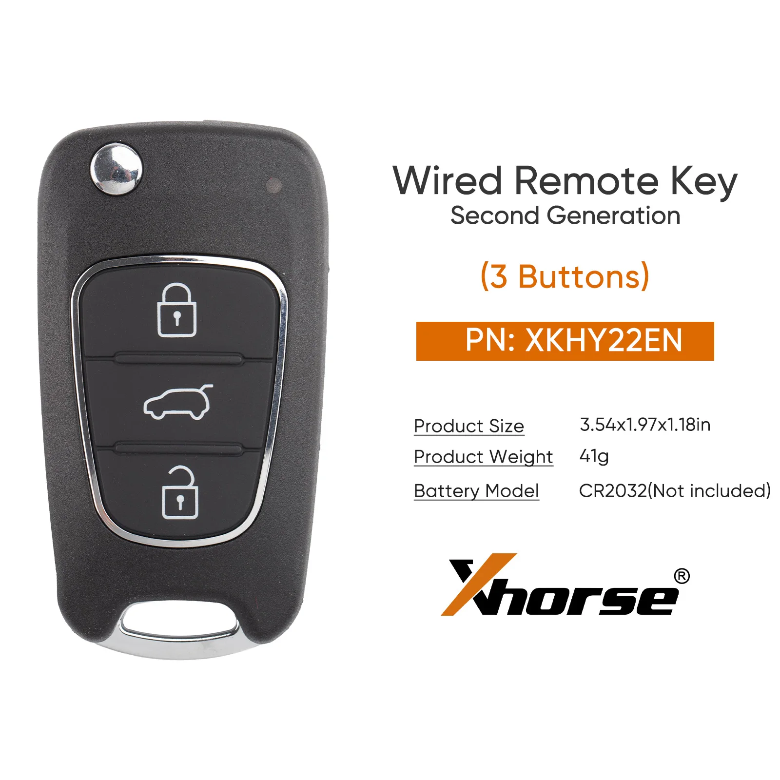 Xhorse XKHY22EN 2nd Generation Wire Remote Key V2 Flip 3 Buttons (English)