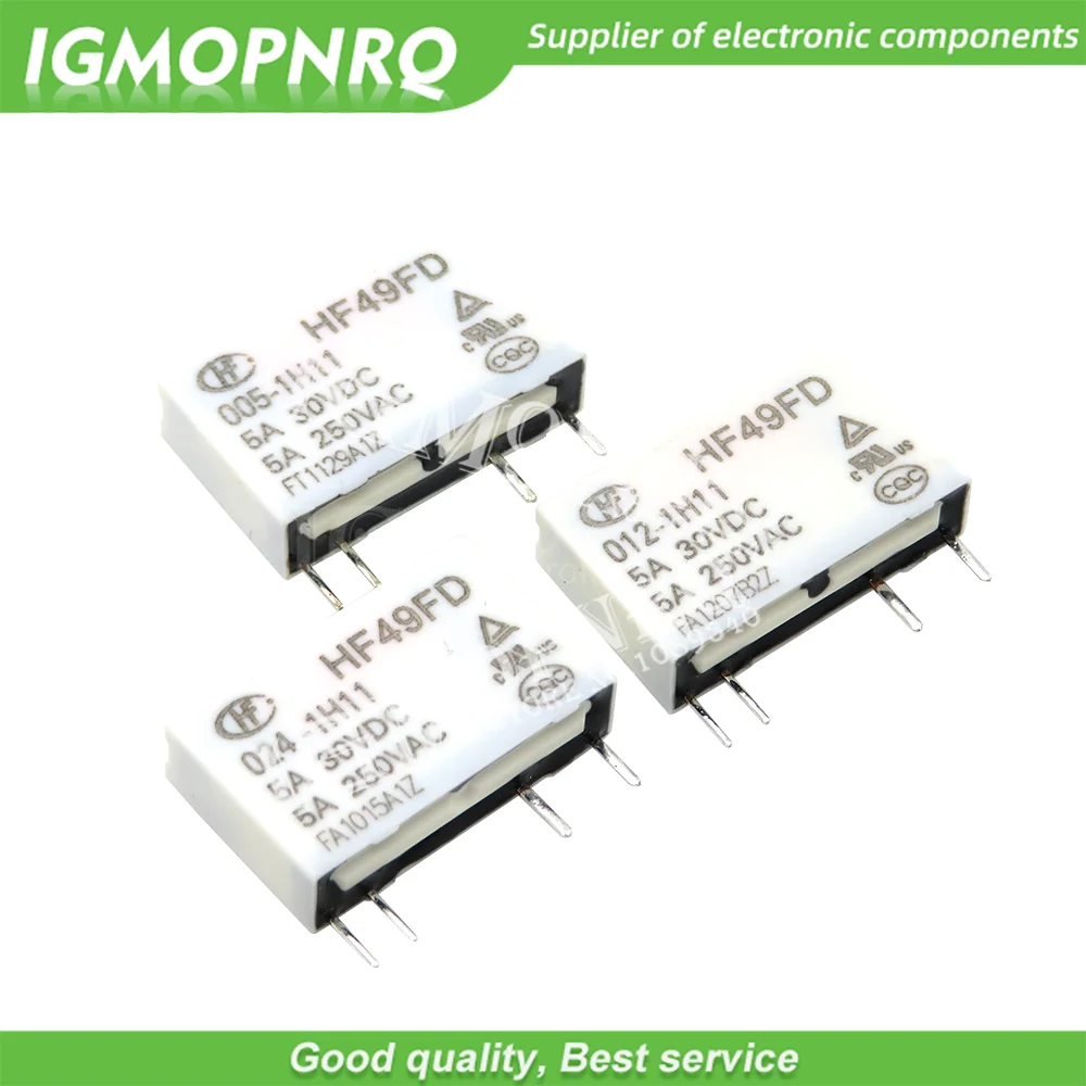 5PCS Relay 12V HF49FD-005-1H11 005-1H12 HF49FD DC5V 1H11 4PIN 5A Relay 5V Rele 12V 24V