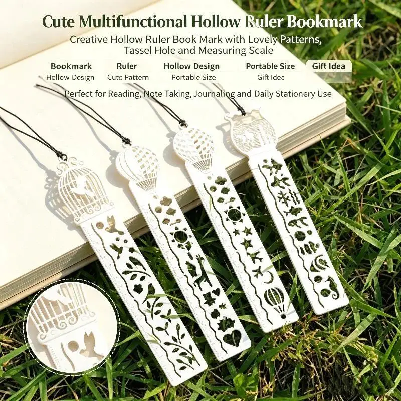 Hot Hollow Metal Bookmark Ruler Animal Pattern Design Student Reading Marking Measurement Practical Gifts Stationery Supplies