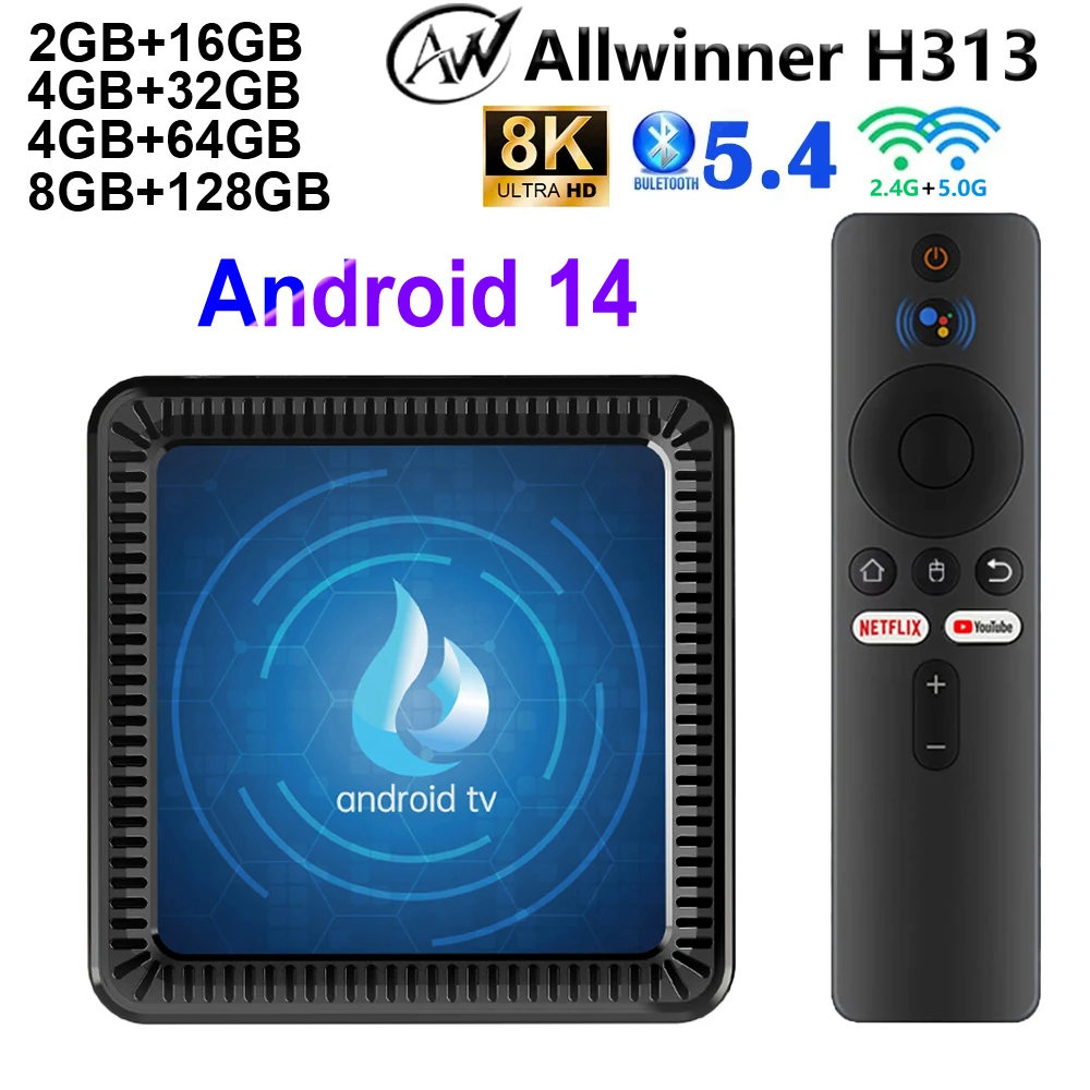 مشغل الوسائط أندرويد 14 Q17 Allwinner H313 TV Box 2.4G&5G Dual Wifi BT5.4 HD 4K Google Voice Assistant Voice Remote Set Top Box #1