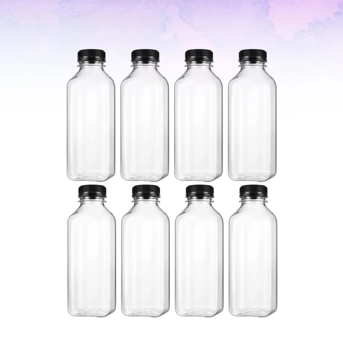 8Pcs PET Plastic Beverage Drink Storage Containers Empty Juice Bottles White Screw On Lids Grade Simple