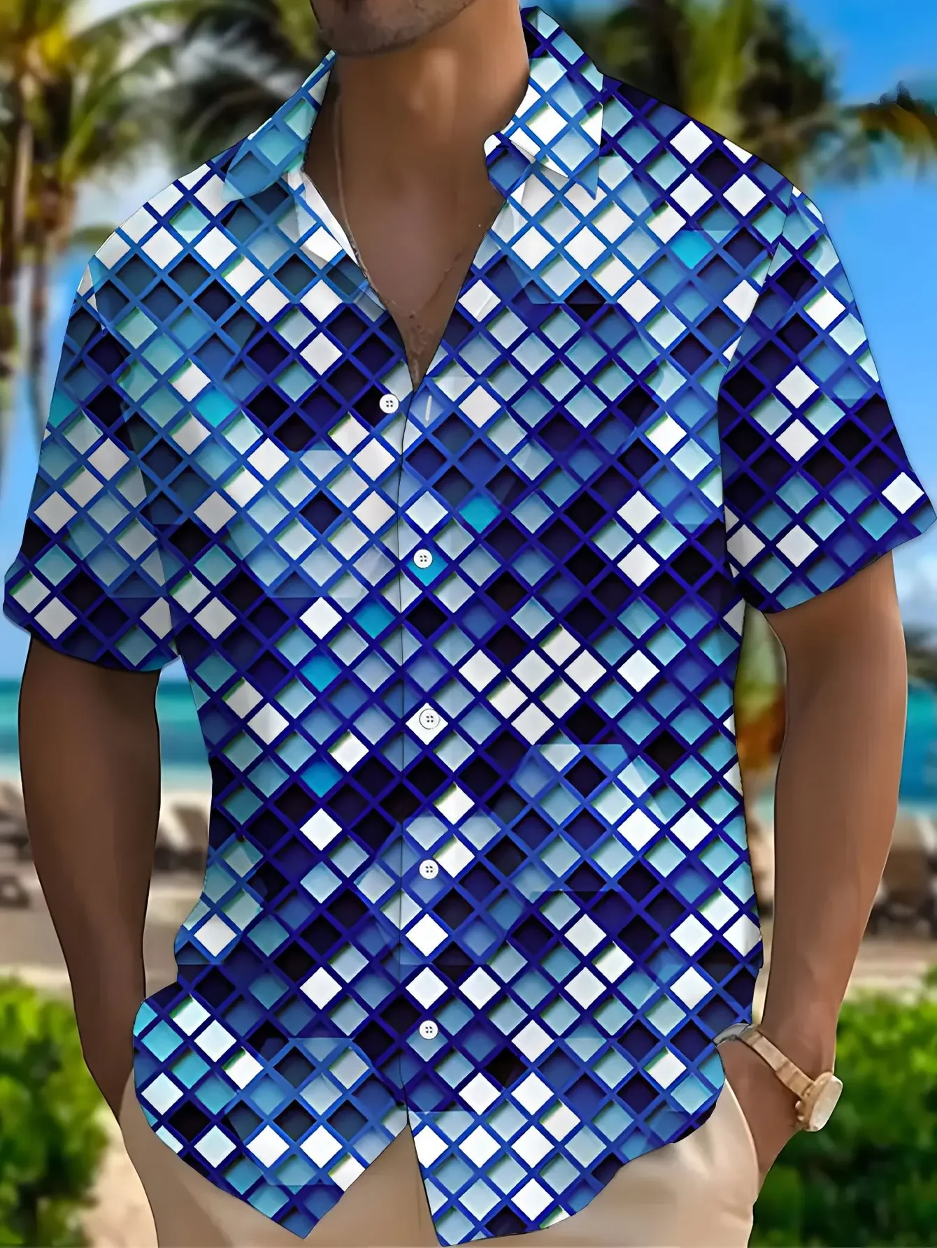 Summer Casual Party Outfit Shirt Men HawaiianMan Women Short Sleeve Fashion Print Lightweight Beach Vacation Tops