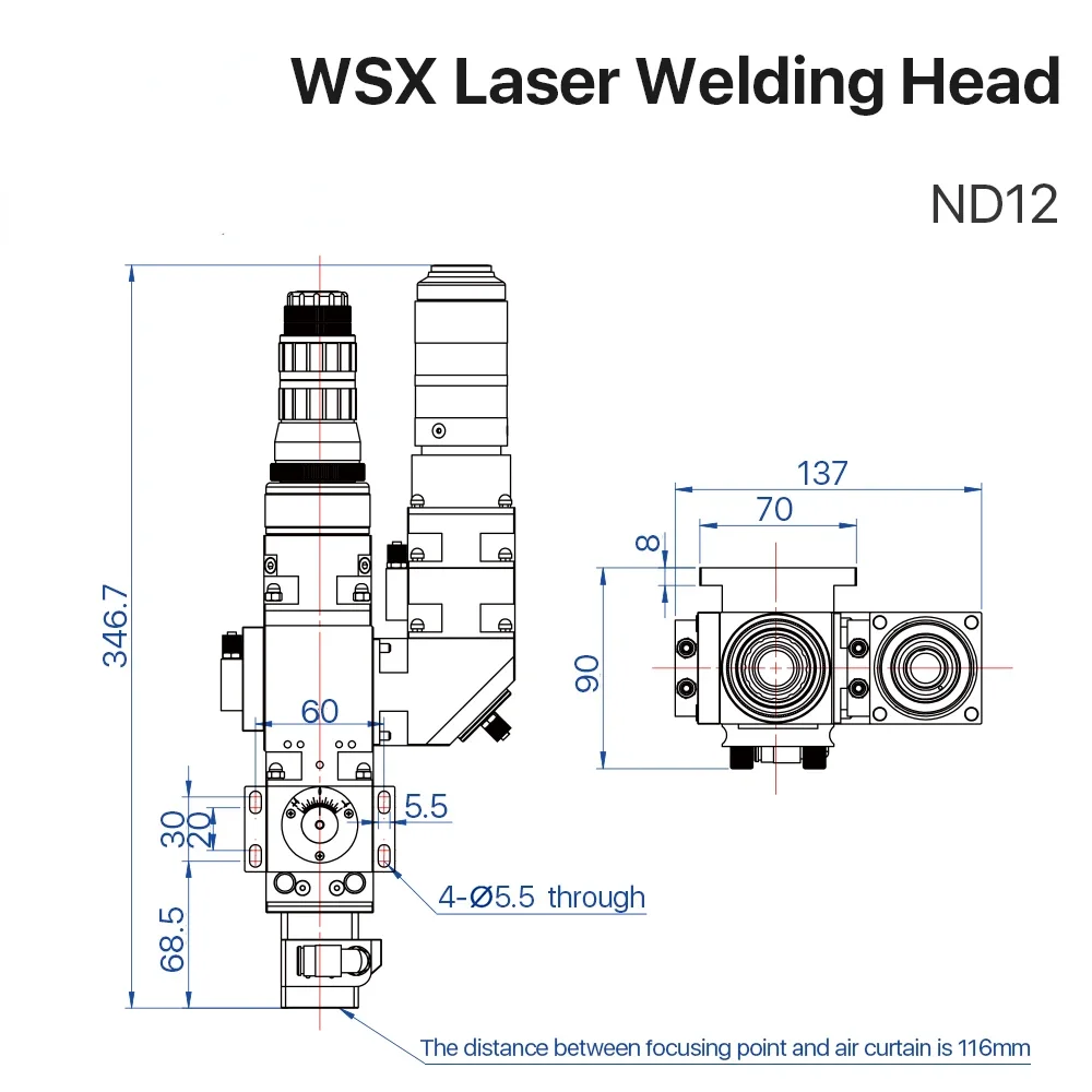 Wsx 1kw nd12 Lasers chweißkopf max Laser leistung 1000w mit qbh Konneator für Faserlaser schweiß gerät