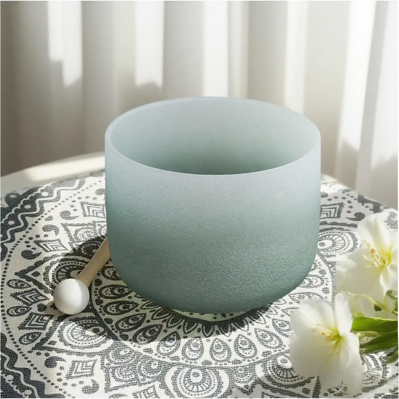 

Hye-eun 8 дюймов зеленый градиент 432 Гц/440 Гц матовый кварц кристалл поющая чаша для чакры с аксессуарами, звуковые миски набор для медитации