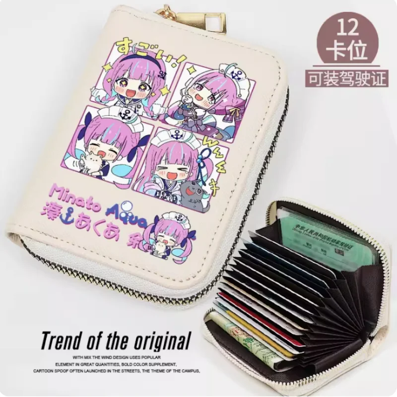 

Anime Hololive Minato Aqua Zipper Wallet Women Fold Bag Multi Card Coin Pocket Holder Fashion Wallet Gift