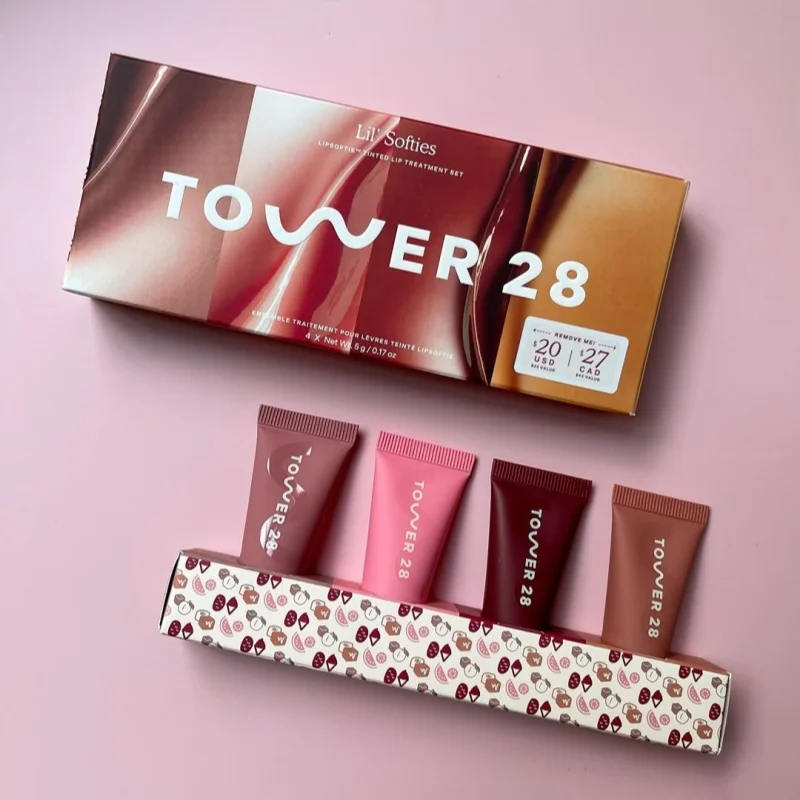 Tower 28 Beauty Tinted Moisturizing Set 4PCS Lip Glaze Makeup Lip Gloss  Plumper Long Lasting Liquid Lipstick 5ml*4