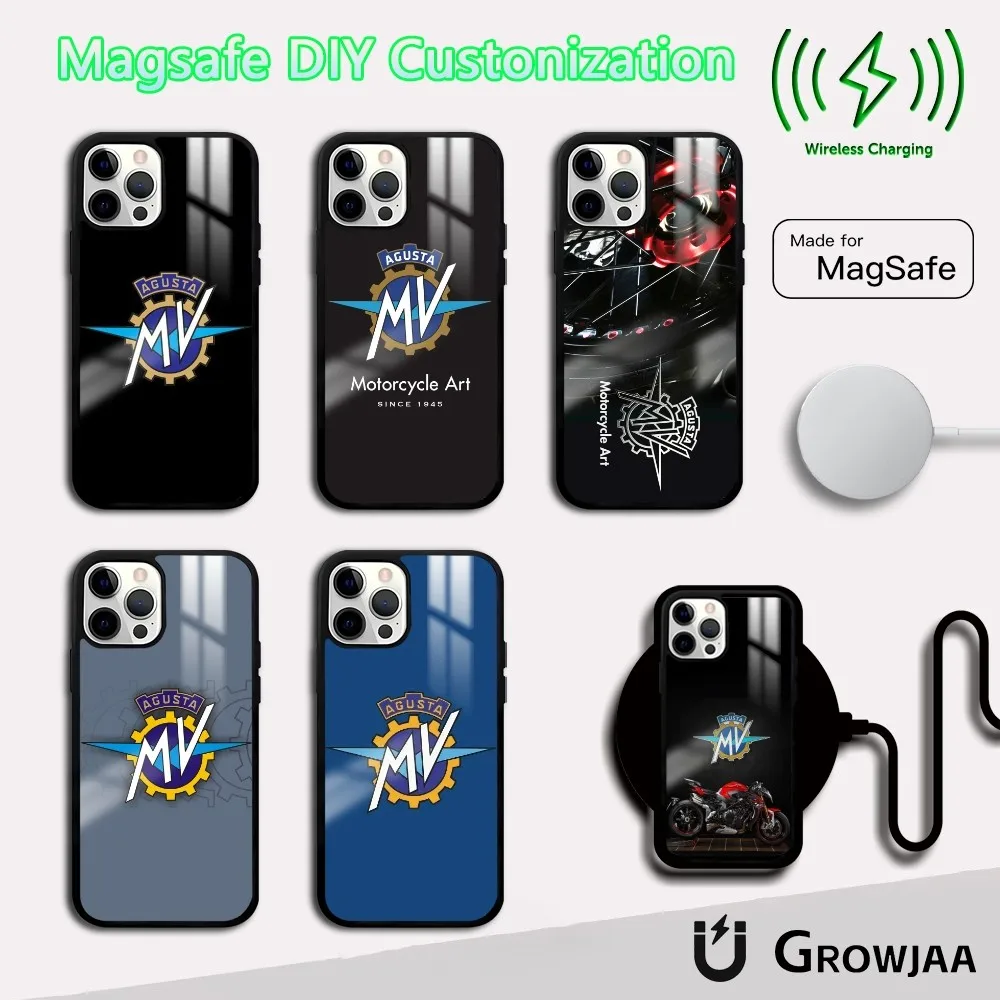 

MV A-AguSTaES Cool Moto Phone Case For IPhone 16 15 14 13 12 11 Pro Max Plus Mini Magsafe Mirror Wireless Magnetic Cover