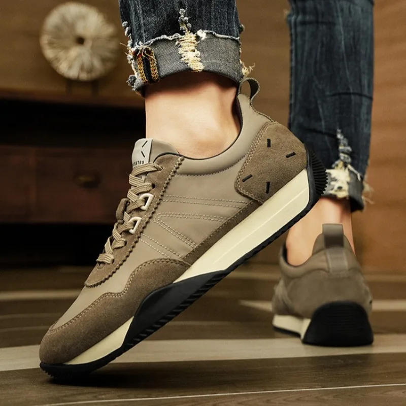 British Men's Spring/Autumn Chunky Sneakers High-Quality Breathable Canvas Casual Shoes Designer Comfy for Outdoor Walking Shoes view 4