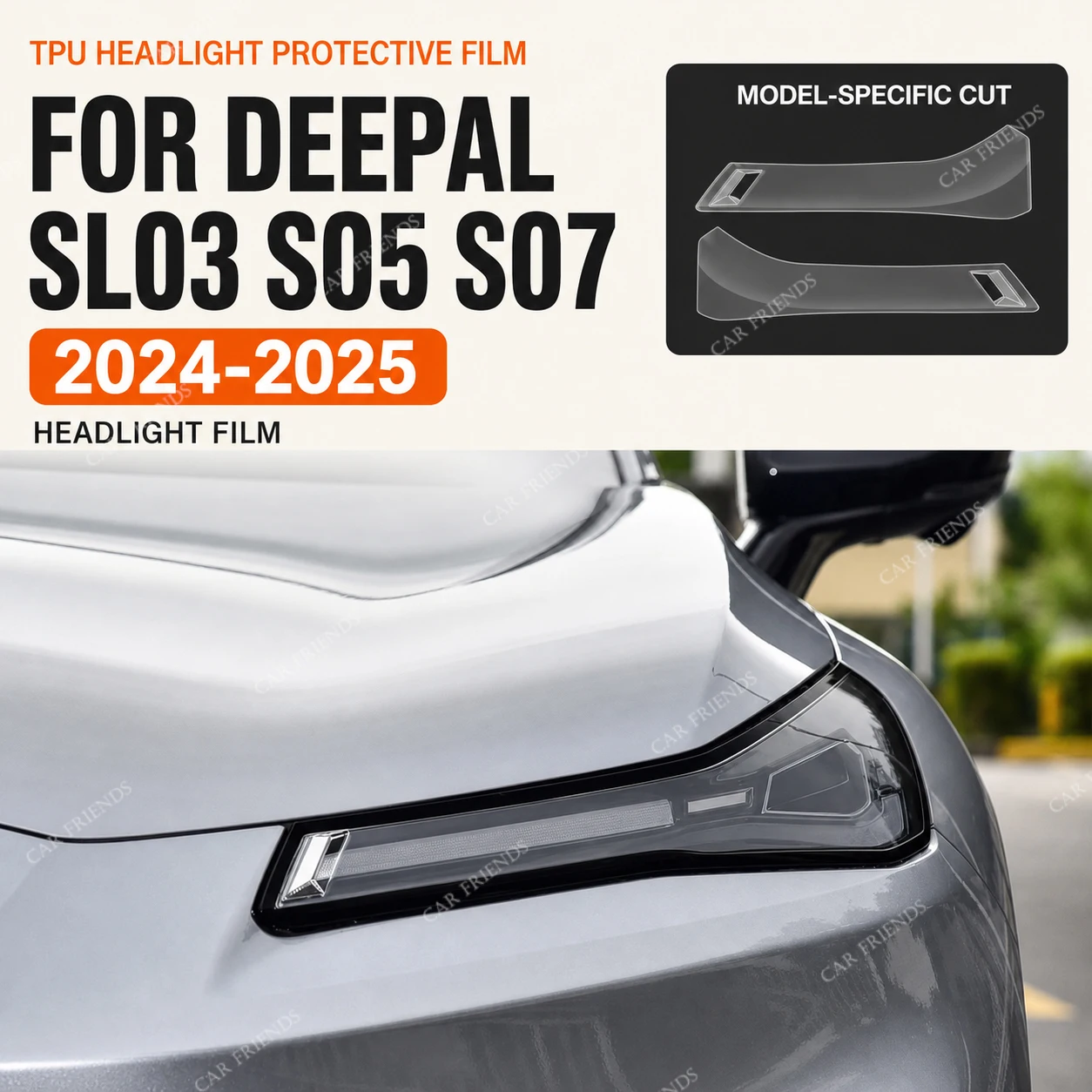 2PCS Custom Fit Pre-Cut Smoked Black TPU Headlight Protective Film for Changan Deepal SL03 S05 S07 Automotive Exterior Accessory