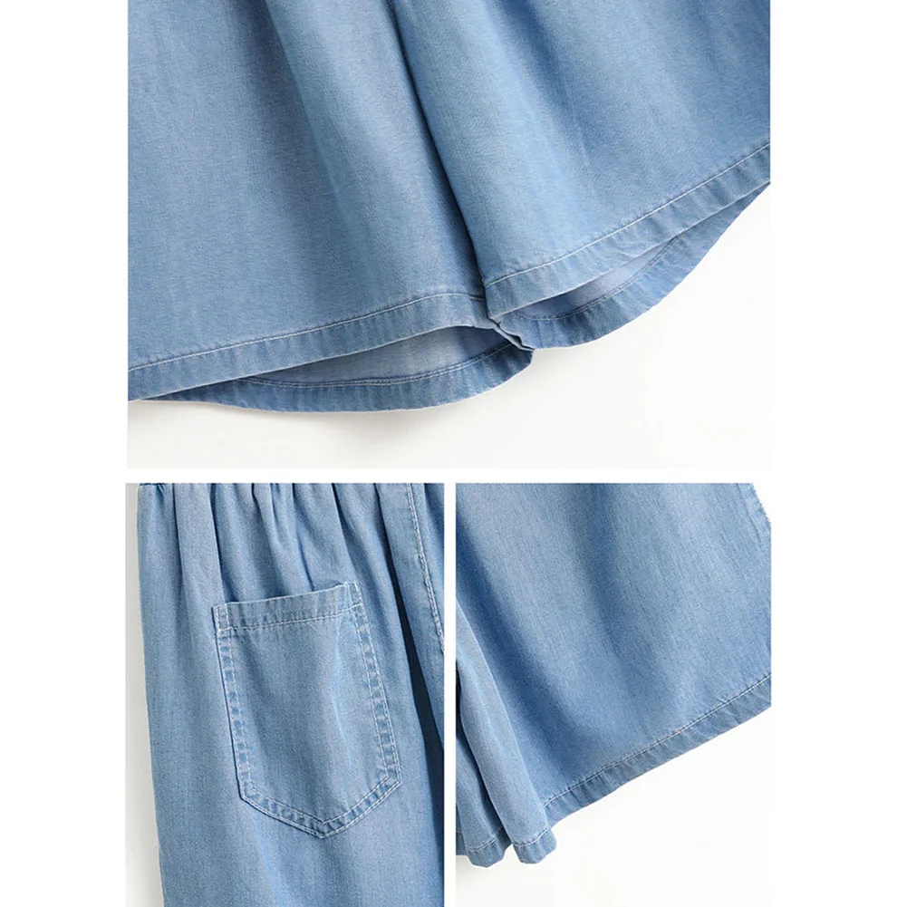 شورت واسع الأرجل من نسيج الحرير الجليدي للنساء بطول خمسة بوصات وخصر مرن وتصميم مريح وجيد التهوية للمنزل والارتداء الكاجوال