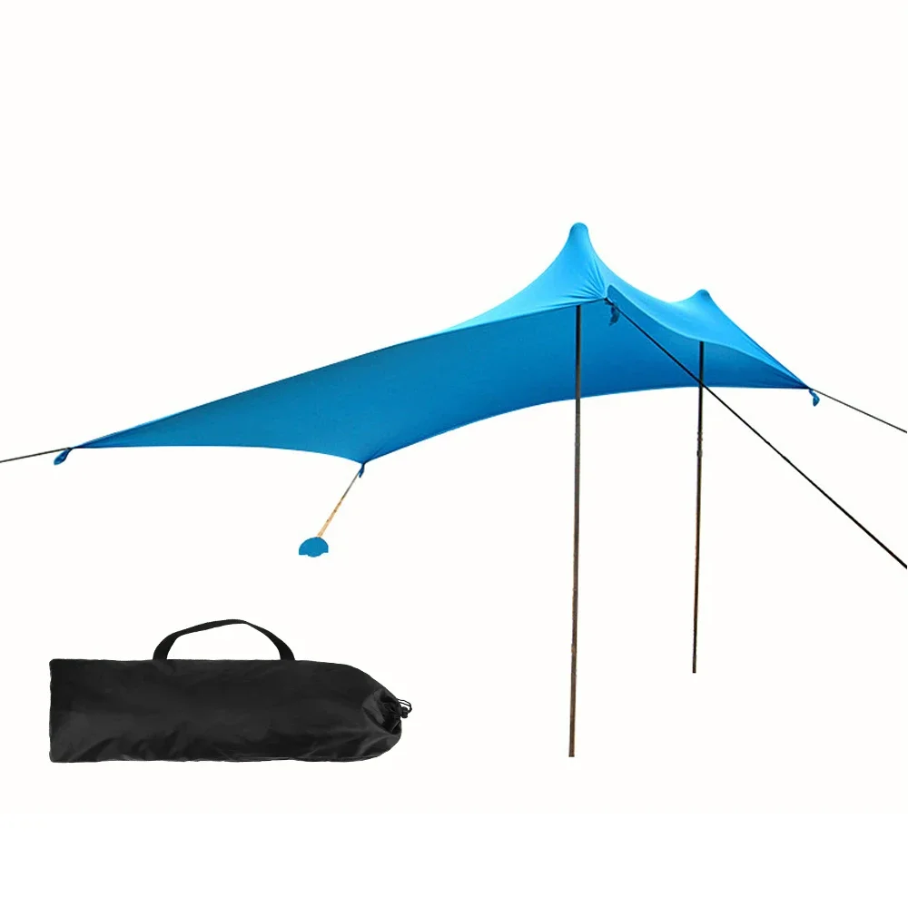 High Quality Large Shelter Sun Shade Rain Fly Camping Tarp With Tent Pole Beach Tent Portable Sun Shelter