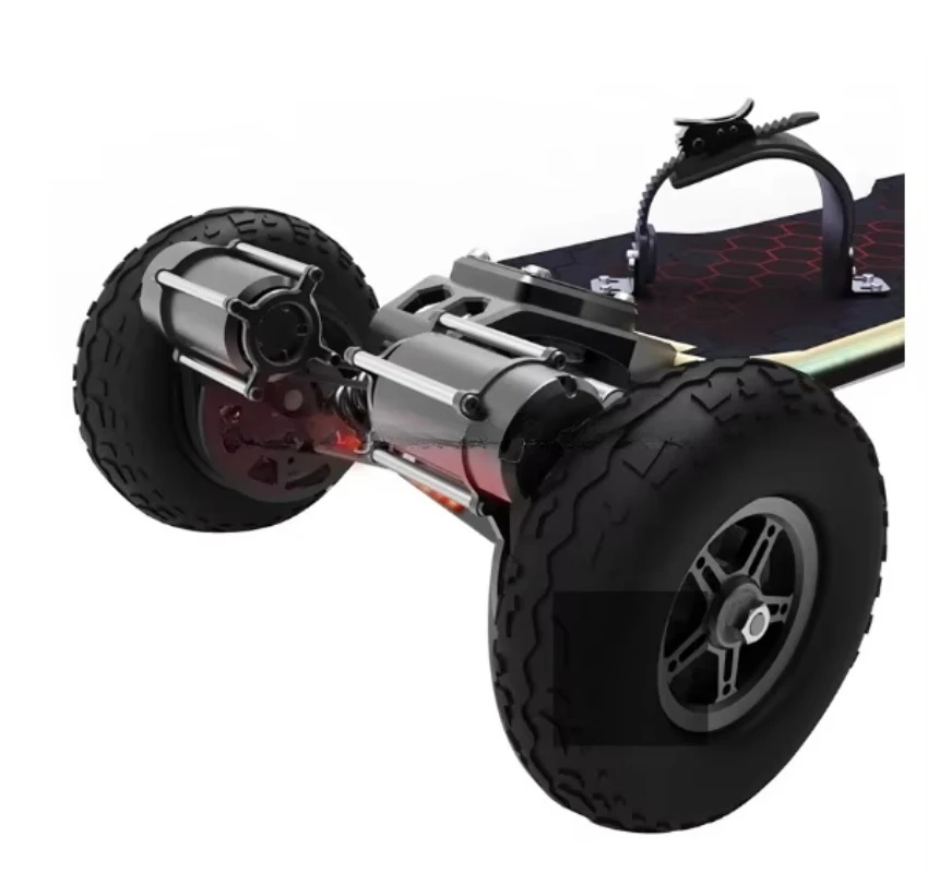 Skate elétrico todo-o-terreno com luzes LED e absorção de choque Liga de alumínio Digital Smart Type App Control