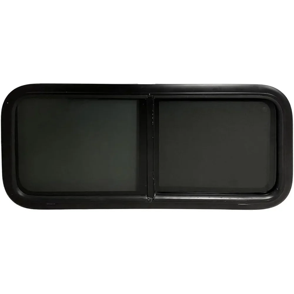 

rv window, tiny house horizontal slider w/screen & interior camper window clamp ring included, teardrop replacement trailer wind