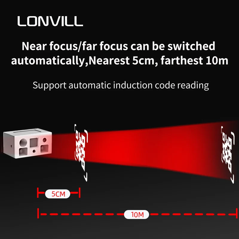 LONVILL Autom Switch Near Focus Far Focus Nearest 5cm Farthest 10m Automatic Induction Code Reading Embedded Barcode Scanner