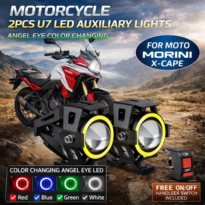 Waterproof Motorcycle LED Headlight 3000LMW U7 Motorbike LED Driving Fog Spot Light with Switch For Moto Morini X-Cape 650 650X