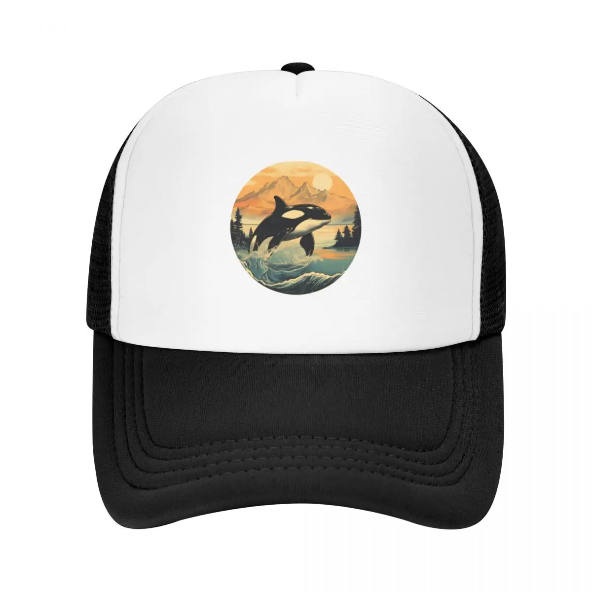 

Vintage Pacific Northwest Orca Illustration Washington Art Baseball Cap Rugby New In The Hat hard hat Women's Beach Men's