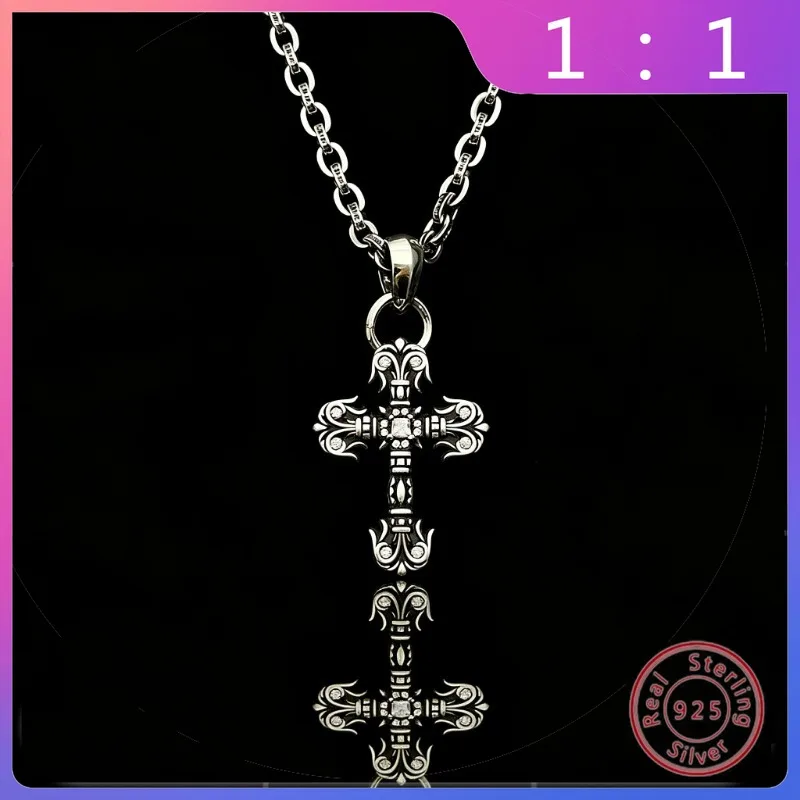 

Новинка 2026: Модное универсальное ожерелье-кулон из серебра S925 в стиле хип-хоп/панк с белым бриллиантом в форме пламени, в подарок