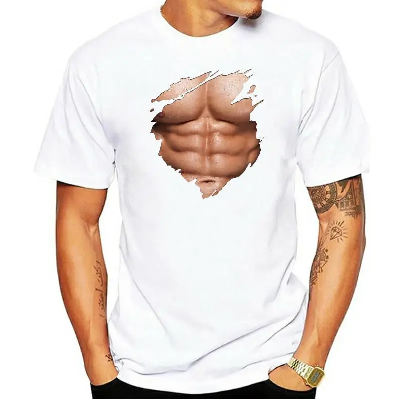 Novelty T Shirts Best Friend Chest Six Pack Abs Muscles O-Neck Short-Sleeve Mens Shirts Cotton  men t shirt  Casual  Print