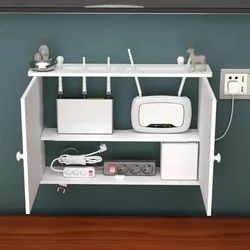 Wall Mounted Storage Box Wireless Wifi Router Rack Wall Hanging Plug Board Cable Bracket Organizer PVC Panel Shelf Home Decor