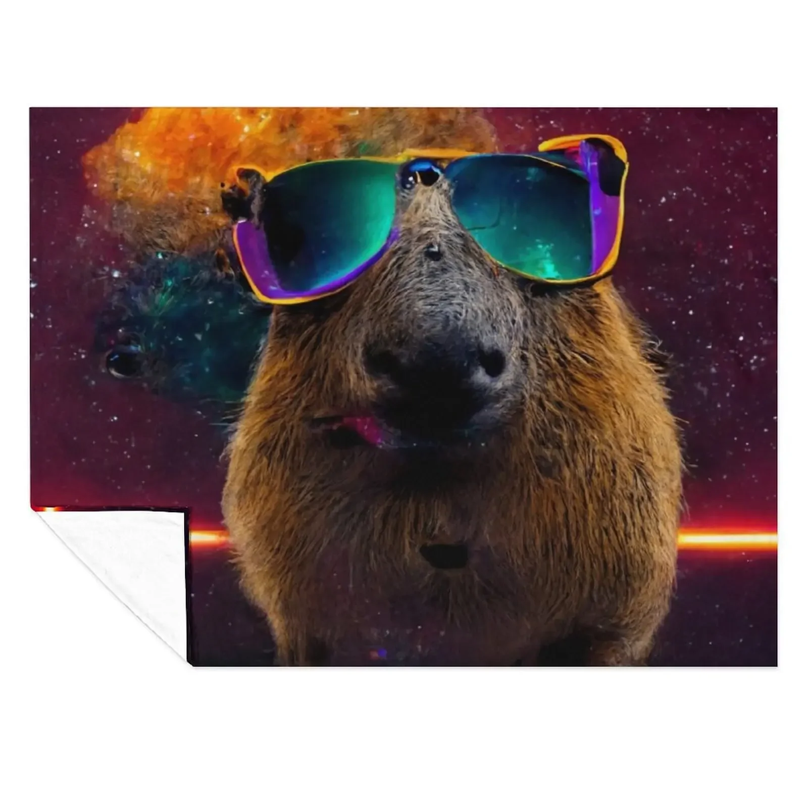

Ok I Pull Up Capybara With Sunglasses Throw Blanket Personalized Gift Polar Flannel Decorative Beds Blankets
