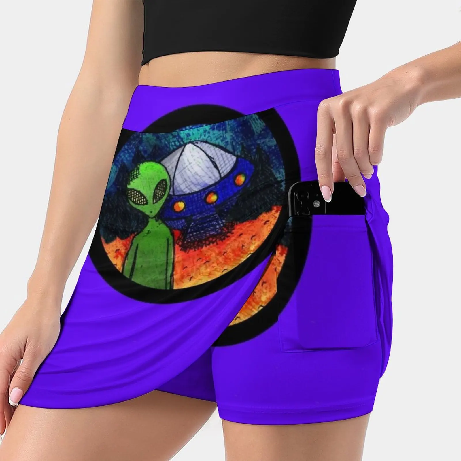 Women's skirt With Hide Pocket Tennis Skirt Golf Skirts Badminton Skirts Running skirts S Ufo Area 51 Woke Trippy