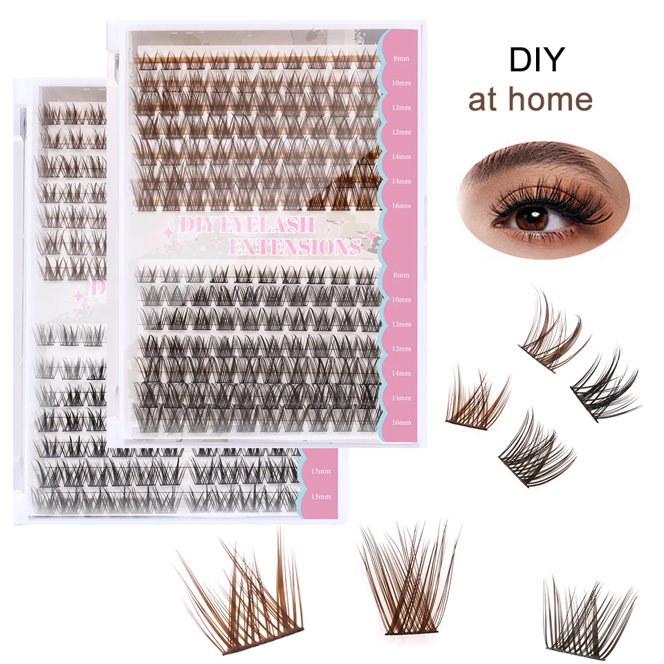 168pcs Mix Brown and Black DIY Colored Individual Lashes 3D Charming Efftct Colored Cluster False Eyelashes for Halloween Makeup