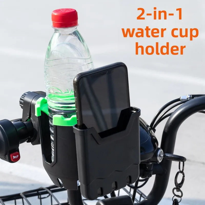 2-in-1 Water Cup and Phone Holder Bicycle Electric Bike Motorcycle Handlebar Mount for Water Bottle and Milk Tea Cup Bracket Set