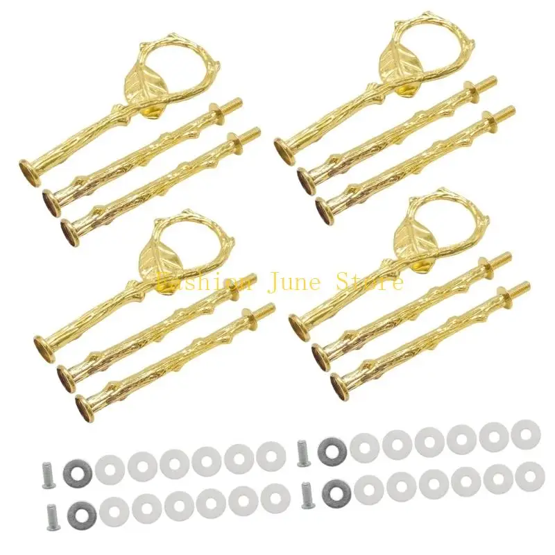 N5KA Tiered Cake Stand Hardware Set, 4 Gold Handle Kits for Dessert Trays