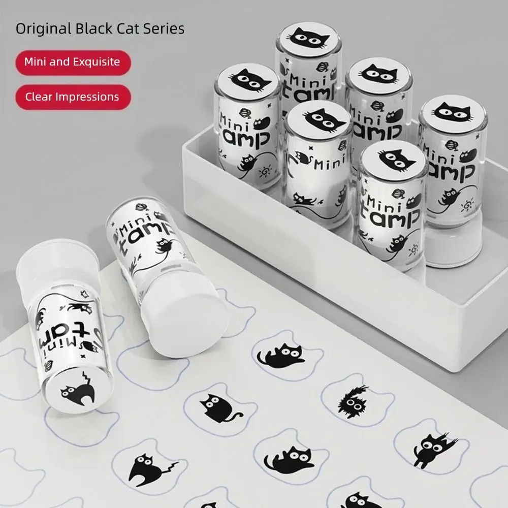Funny 8 Patterns Black Cat Stamp Black Color Durable Cartoon Stamp Easy To Use Cartoon Creative Stamp Scrapbooks And Handicrafts