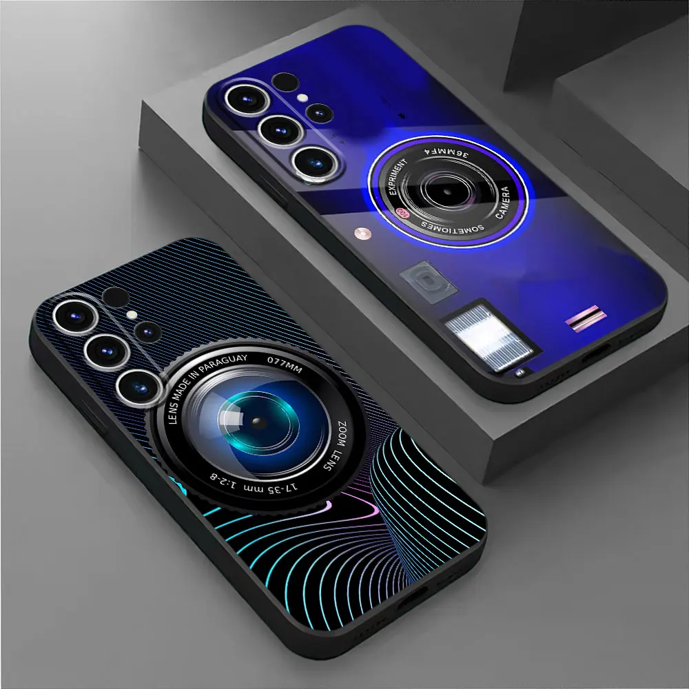 Retre Camera Phone Case for Samsung Galaxy S23 Ultra S20 S21 FE S22 Plus S24 Ultra S21 5G S23 FE Silicone Cover Armor Cases