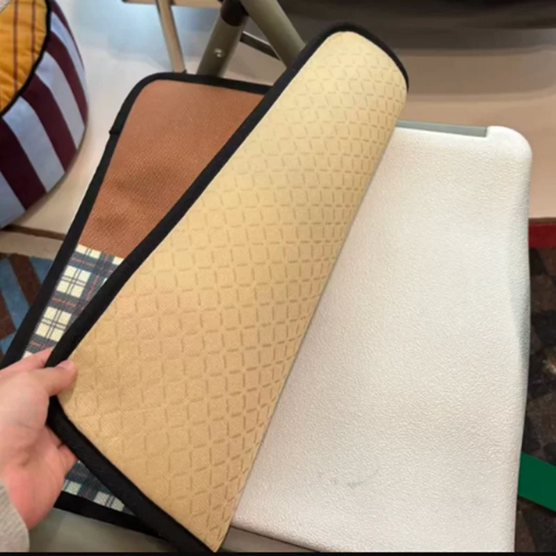 Mid Century Striped Ice Silk Chair Cushion Vintage Color Block Cooling Seat Pad Non Slip Washable Summer Dining Office Chair Mat