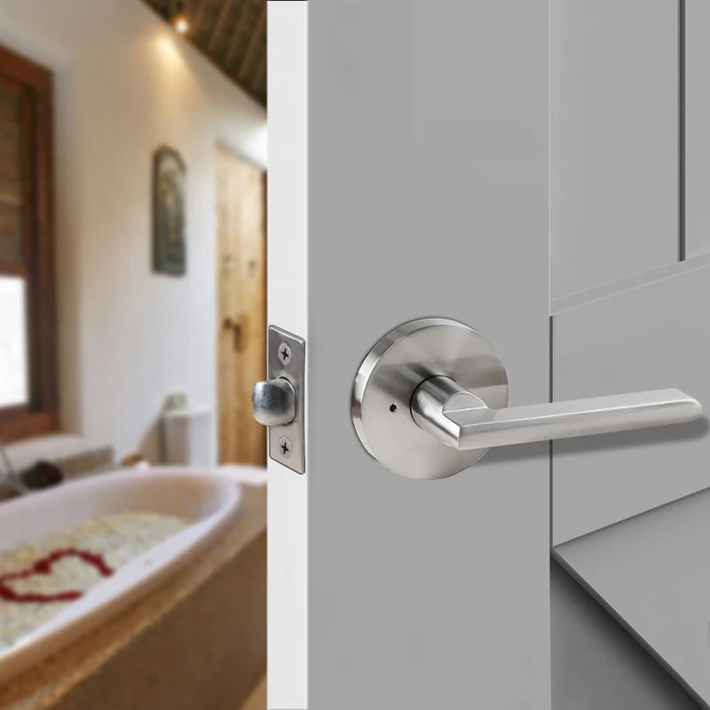 6 Pack Modern Bathroom Door Handle Privacy Black Knob Interior Lockable Zinc Alloy Solid Keyless Door Lock Round Handle Lock