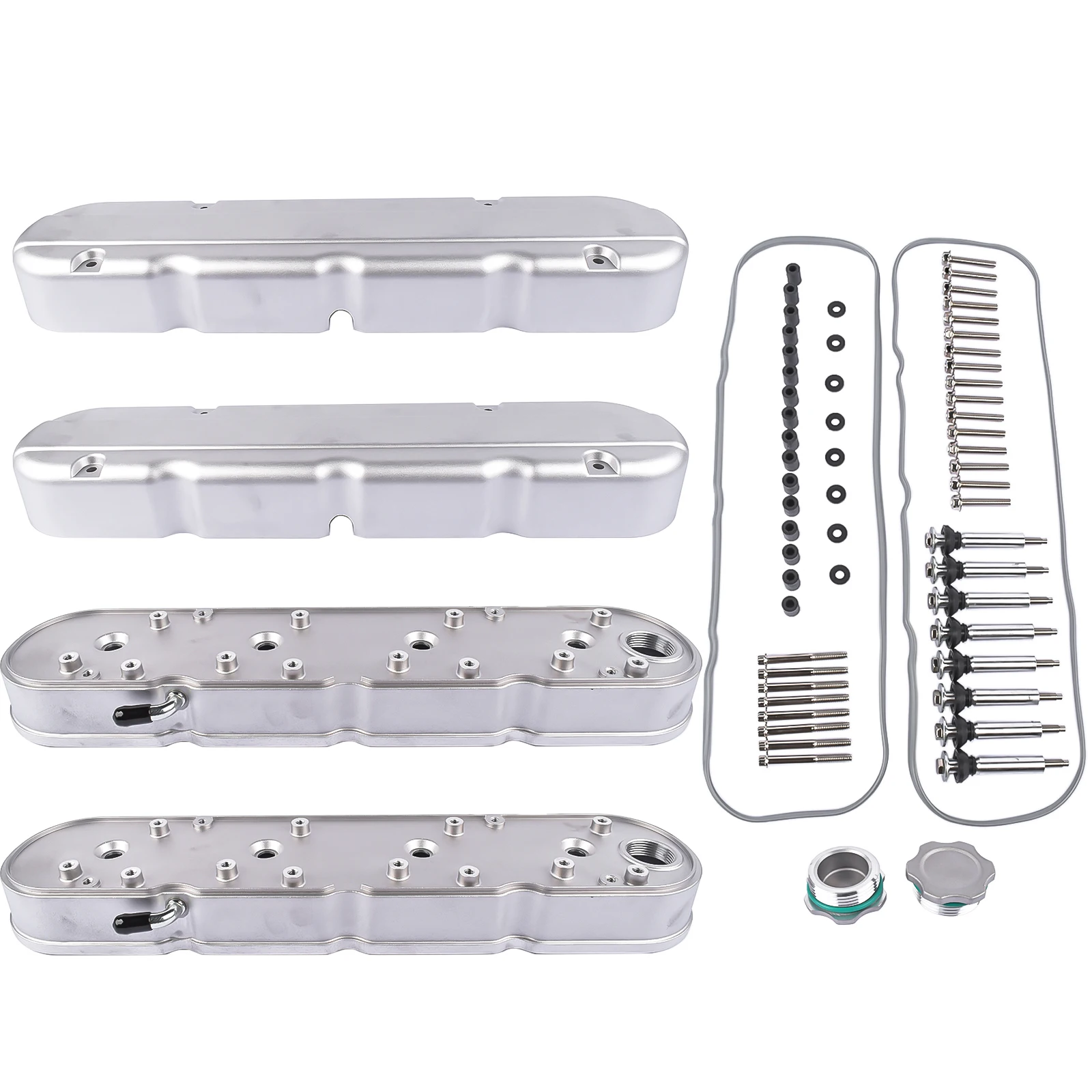 AP02 Brand New JM8082-3, JM8082-3S for Chevrolet LS1 LS2 LS3 LS6 293 325 364 376 427 Ci Silver Engine Valve Covers 8082-3