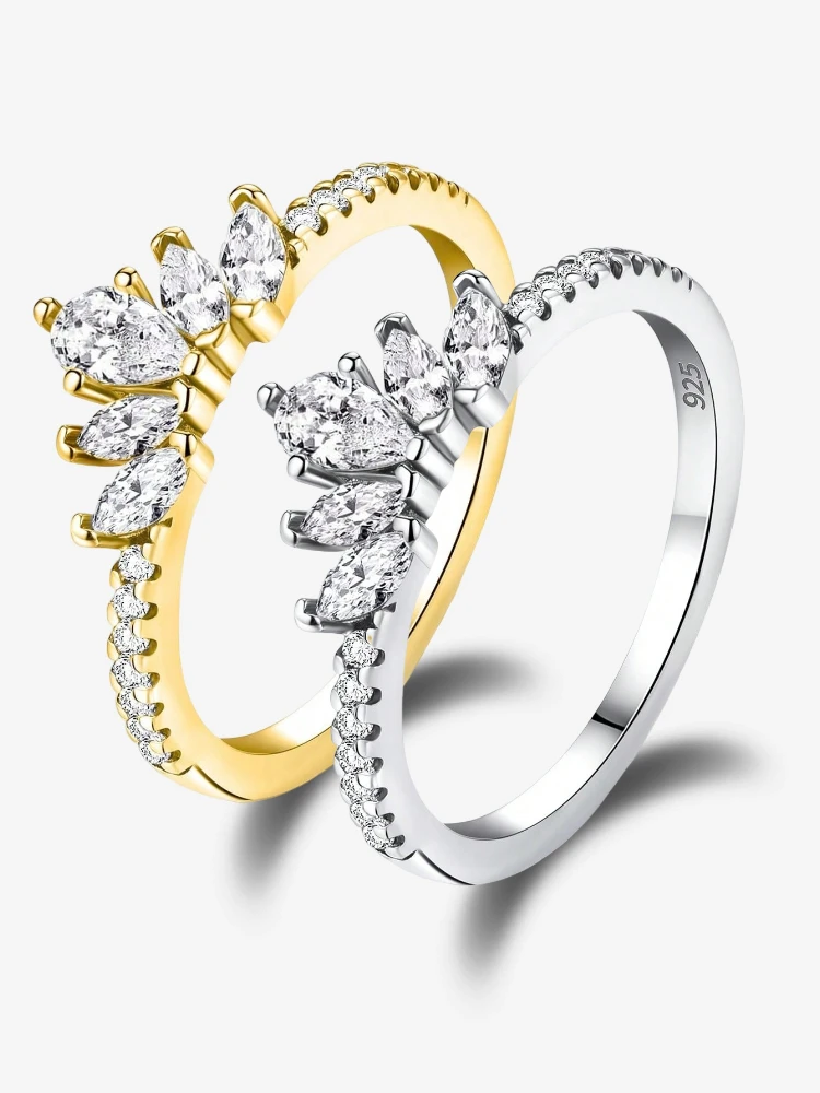 

Стерлингового Серебра 925, блестящее роскошное кольцо с цирконом, изысканное кольцо с короной для женщин, юбилейная свадьба, повседневная одежда, роскошные изящные ювелирные изделия