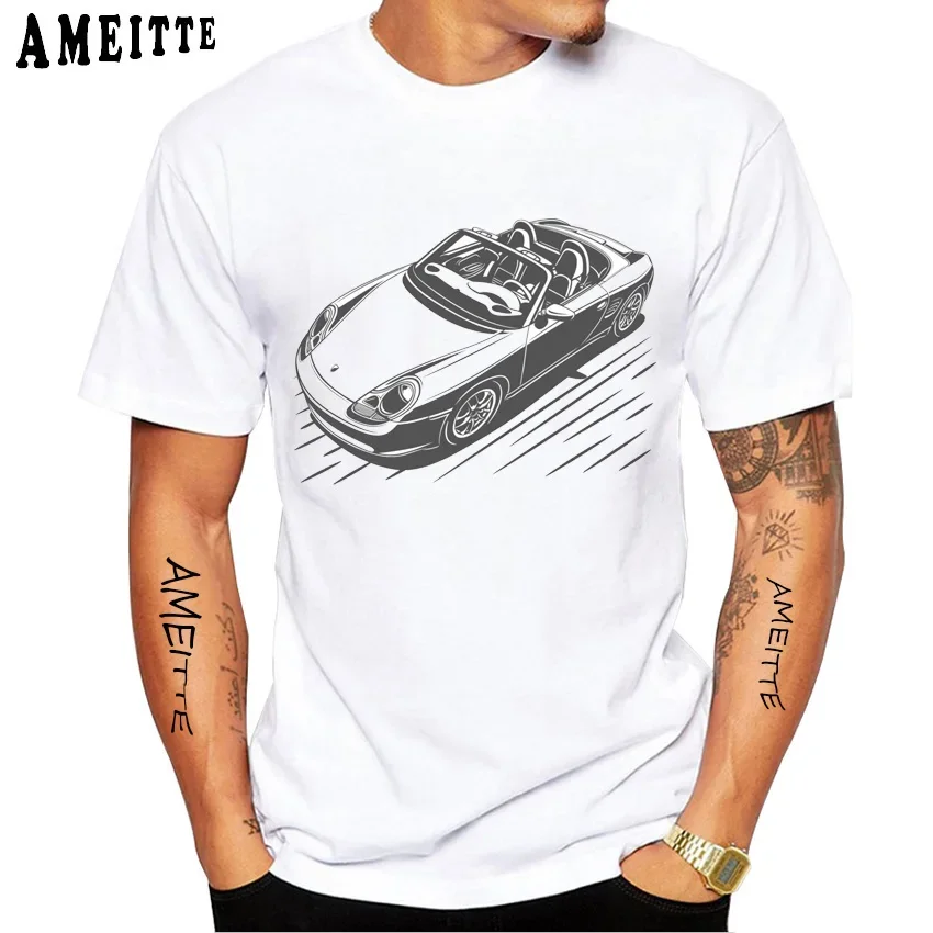 New Summer Men Short Sleeve Boxter 986 Turbo Classic T-Shirt RWB 993 Legend Car Design White Casual Boy Tees Hipster Cool Tops