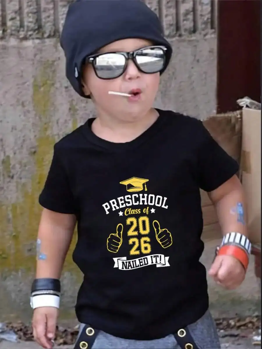 Cotton Casual For Both Boys And Girls Family Matching Shirts Preschool Class Of 2026 Nailed It Graduation Summer Toddler Gift
