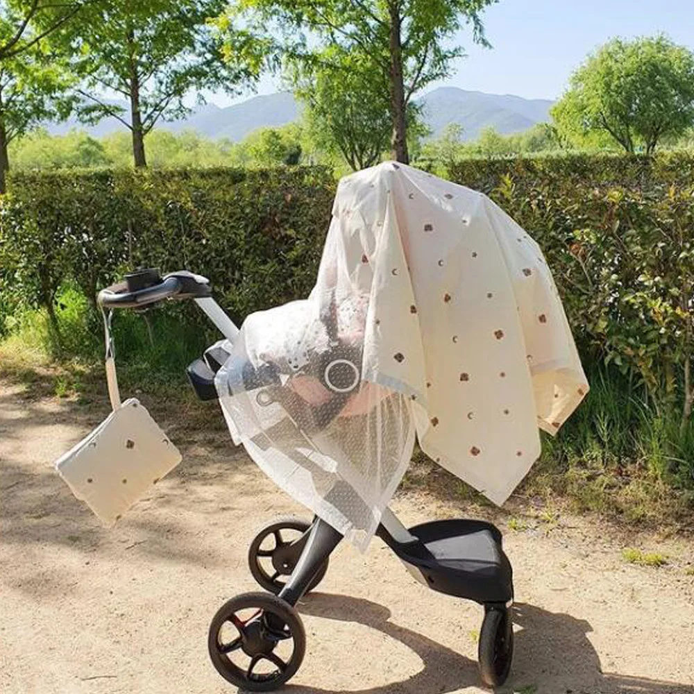 New Baby Stroller Sunshade Cloth Mosquito Curtain Cover Breathable Sunshade Cloth Portable Windshield Blackout Stroller Cloth