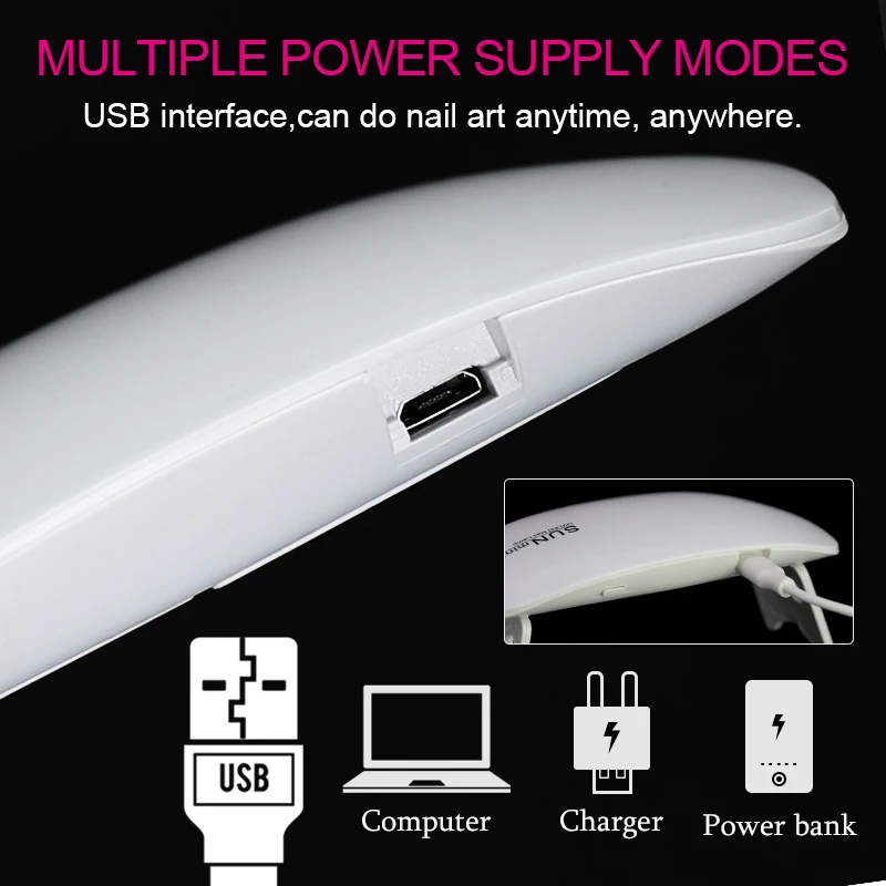 Usb 6W Mini UV Lamp Desk Drying Nail Lamp Home Use Nail Lamp For Drying Polish Varnish With USB Cable UV Manicure Lamp