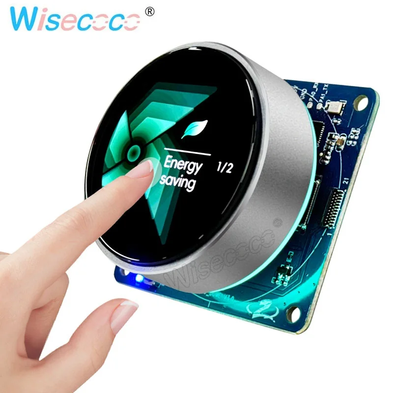 wisecoco-143-inch-oled-smart-rotary-touch-screen-uart-ttl-serial-port-466-466-for-electronics-smart-home-automotive-control