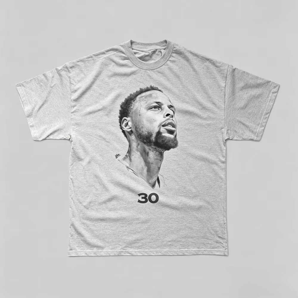 2026 New Stephen Curry Oversized Unisex Streetwear TShirt Family Matching Sketch Basketball Player Portrait Print Short Tee