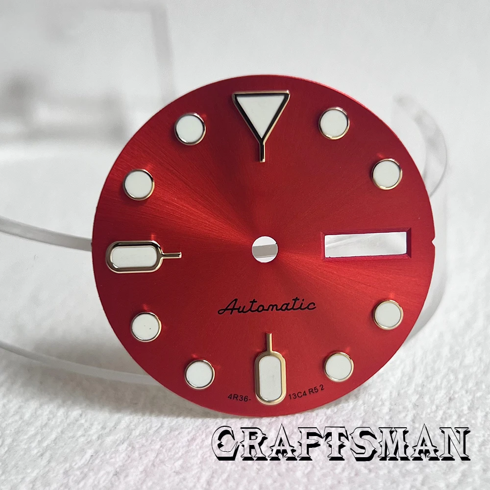 Reloj con esfera plateada y oro rosa con ventana de calendario doble de 28,5mm adecuado para piezas de esfera NH35 NH36 accesorios de mejora de reloj