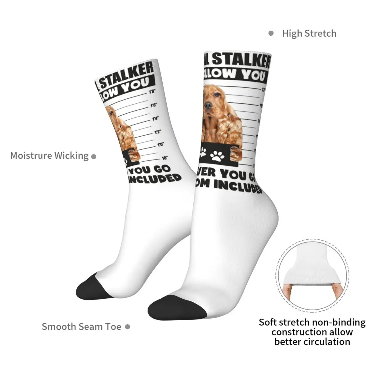 面白いイングリッシュコッカースパニエル子犬ことわざソックス原宿高品質ストッキングオールシーズンロングソックスアクセサリーユニセックス用