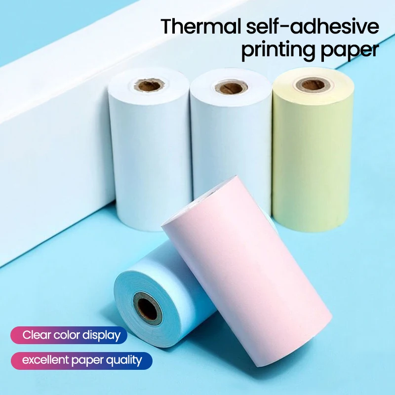 Thermal Printing Paper Adhesive Label HD White Colorful Print Papers Self-adhesive Labels Sticker 57mm For Portable Mini Printer