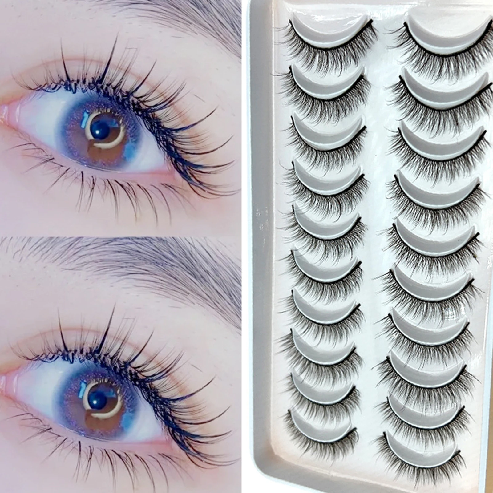 10 paia di ciglia finte americane arricciate e voluminose effetto naturale ispessimento estensione ciglia finte per ingrandire i tuoi occhi