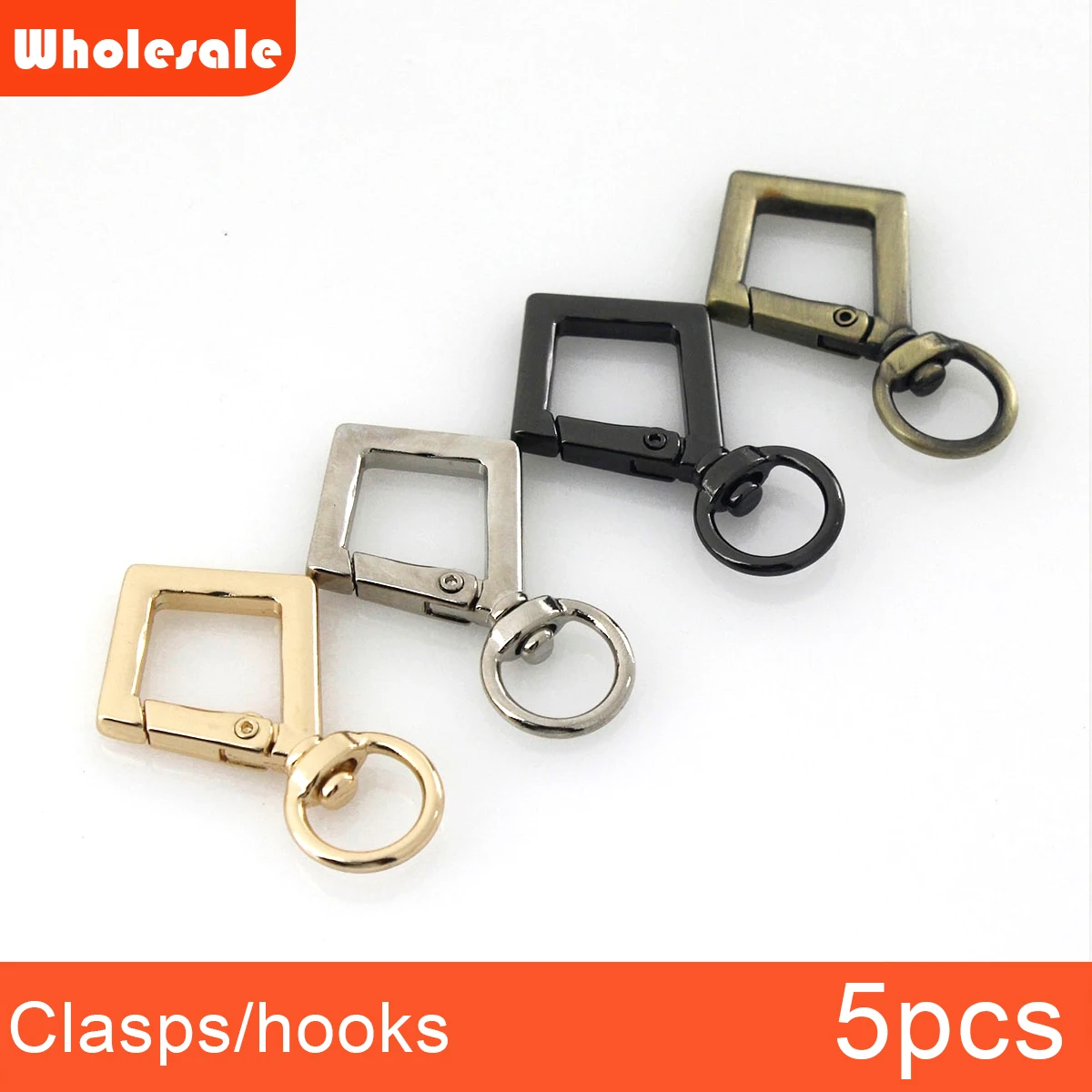 

5pcs Snap Hooks Clasps Buckle Rhombic Metal Carabiner Lobster Clips Keychain Jewelry Making Findings Accessories Wholesale