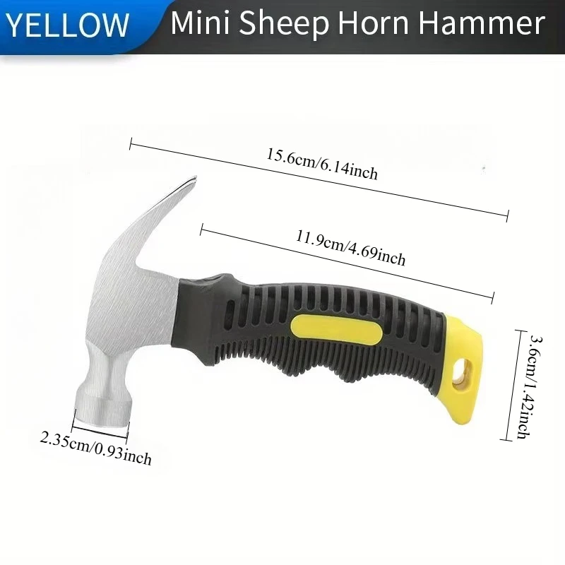 Multifunctional Mini Ramshorn Hammer 156 mm Engineering Handle Claw Hammer Portable Carpentry Window Breaking Hand Tools