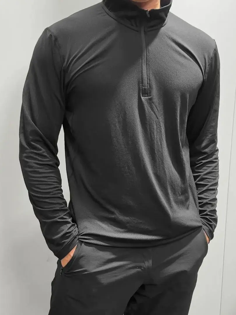 Functionality Meets Style: Men's Breathable Moisture-Wicking 3D-Cut Spring/Autumn Training Base Shirt Half-Zip Casual Wear