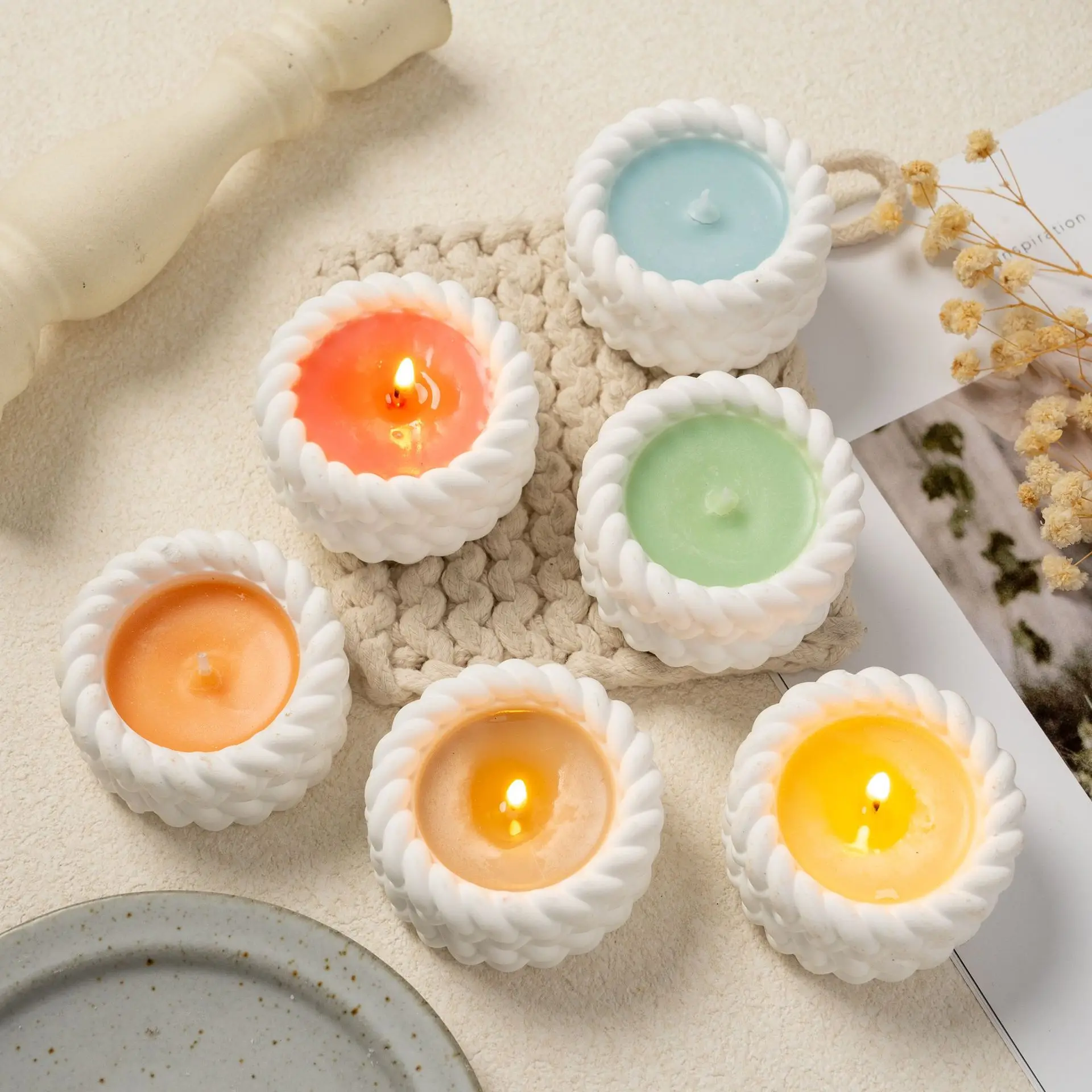 Twisted Rope Mini Scented Candle, Long Lasting Aroma Cup Bedroom Wedding Romantic Home Decor Gift